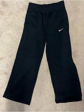 Nike Black Wide-Leg Sweatpants with White Swoosh